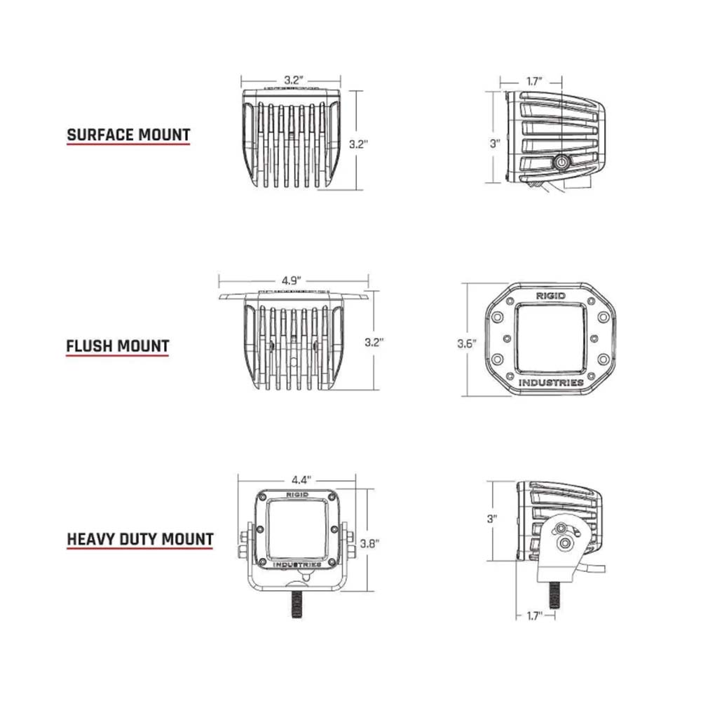 RIGID Industries DSeries Pro Dually Spot Surface Mount Pair Midnight Edition