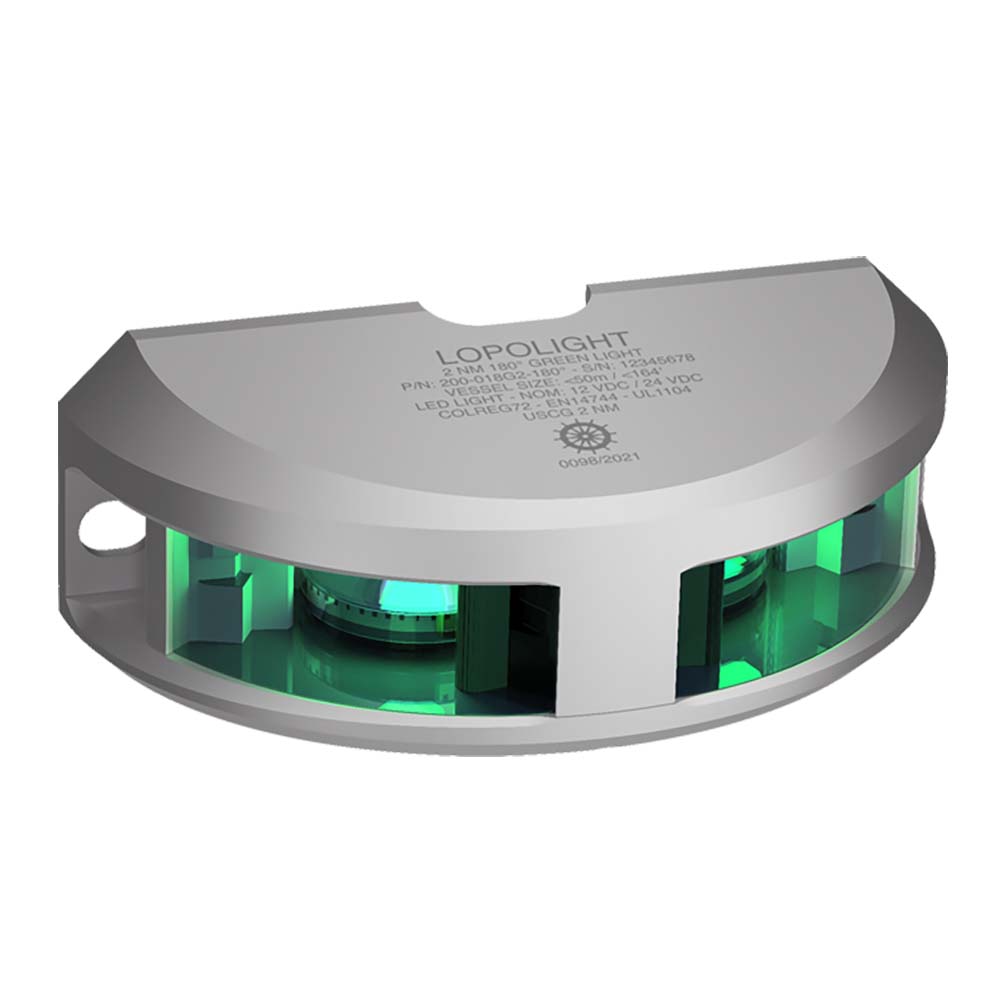 Lopolight Series 200018 Navigation Light 2NM Vertical Mount Green Silver Housing