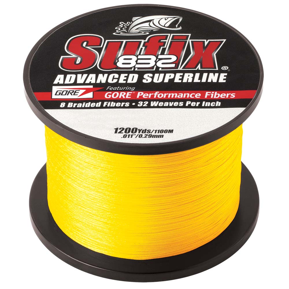 Sufix 832 Advanced Superline Braid 10lb HiVis Yellow 1200 yds