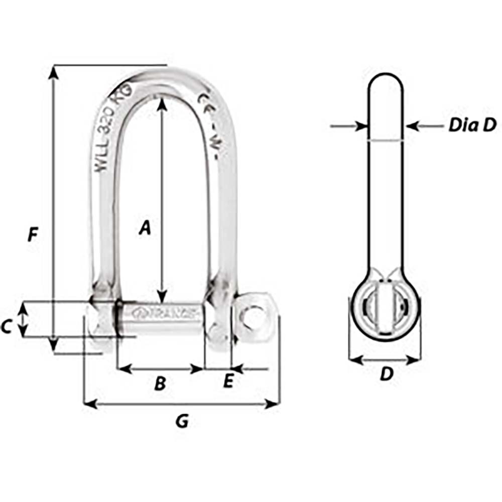 Wichard SelfLocking Long D Shackle Diameter 8mm 516