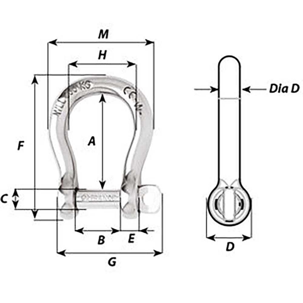 Wichard SelfLocking Bow Shackle Diameter 8mm 516