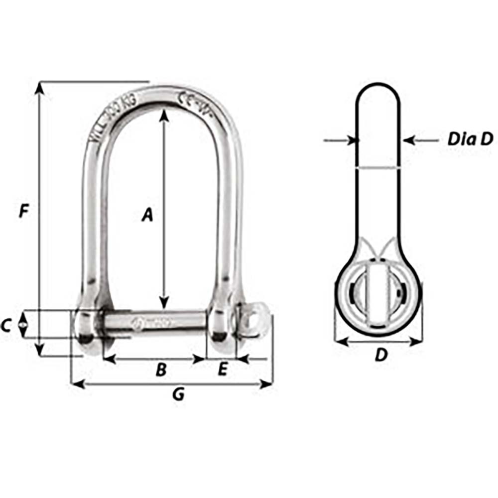 Wichard SelfLocking Large Shackle Diameter 5mm 316