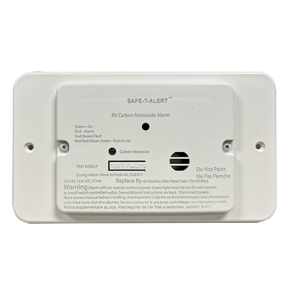 SafeTAlert 62 Series RV Carbon Monoxide White Flush Mount 12V wTrim Ring