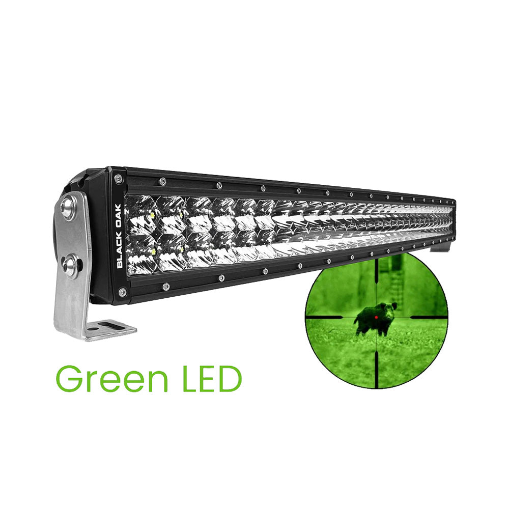 Black Oak 30 Curved Double Row Green LED Hog Hunting Light Bar Combo Optics Black Housing Pro Series 30