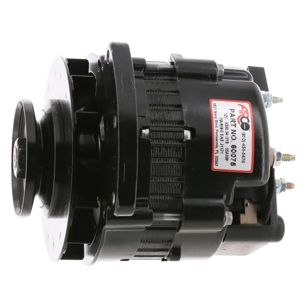 ARCO Marine Premium Replacement Universal Alternator wSingle Groove Pulley 12V 55A