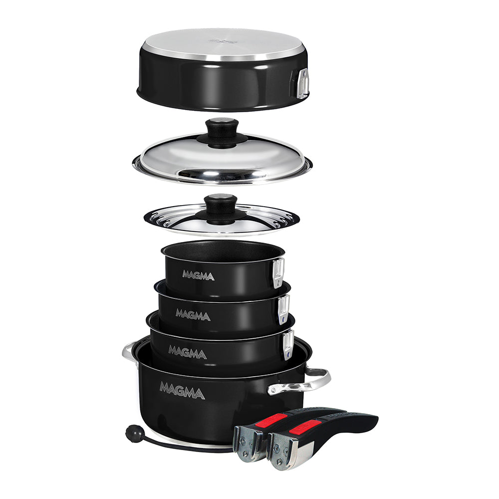 Magma Nestable 10 Piece Induction NonStick Enamel Finish Cookware Set Jet Black