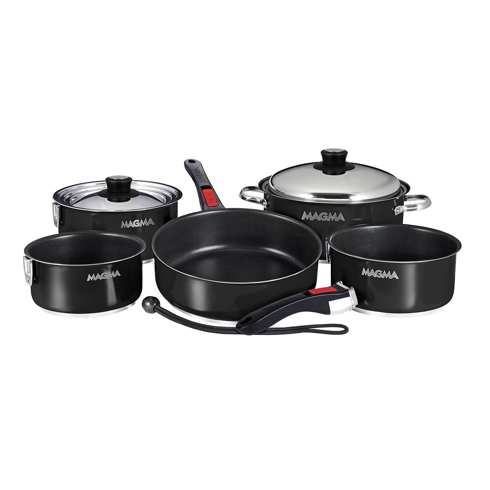 Magma Nestable 10 Piece Induction NonStick Enamel Finish Cookware Set Jet Black