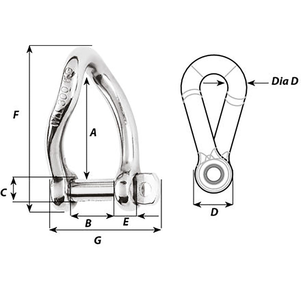 Wichard SelfLocking Twisted Shackle 10mm Diameter 1332