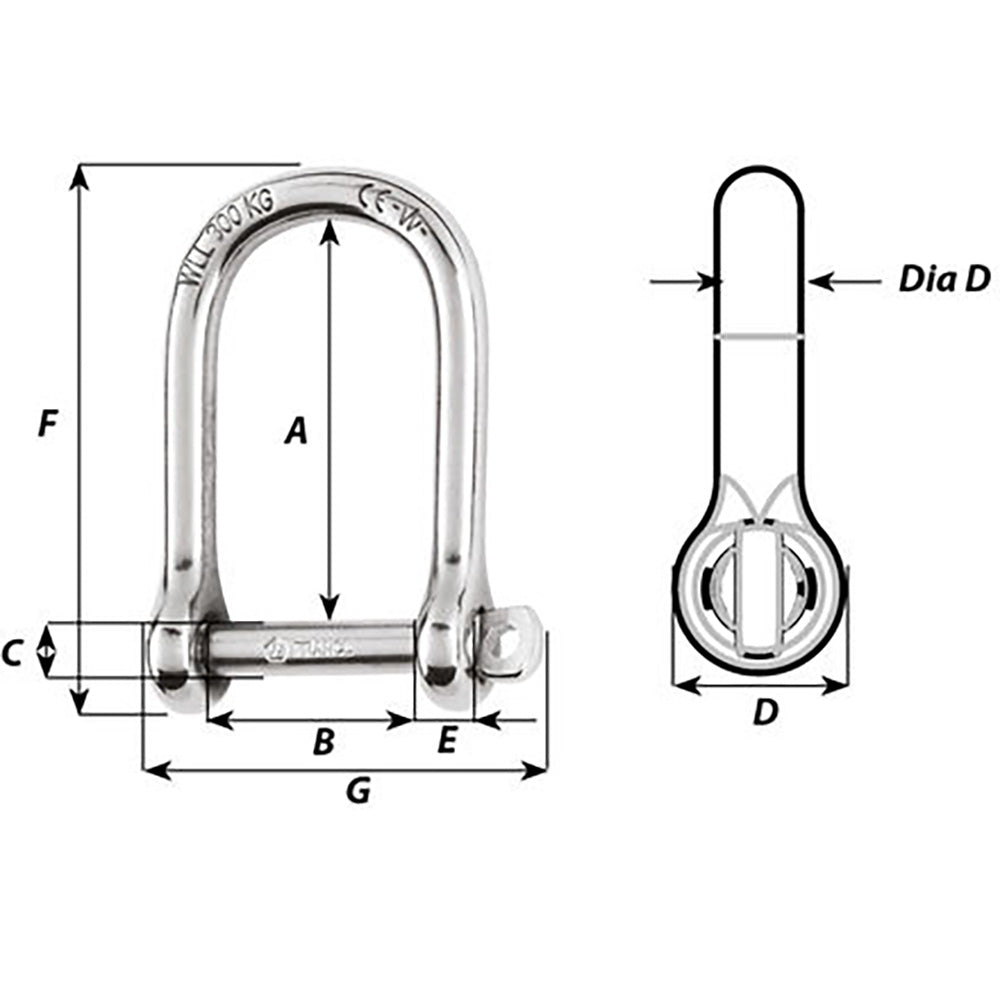 Wichard SelfLocking Large Opening Shackle 8mm Diameter 516