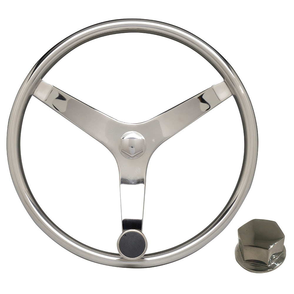 Uflex V46 135 Stainless Steel Steering Wheel wSpeed Knob Chrome Nut