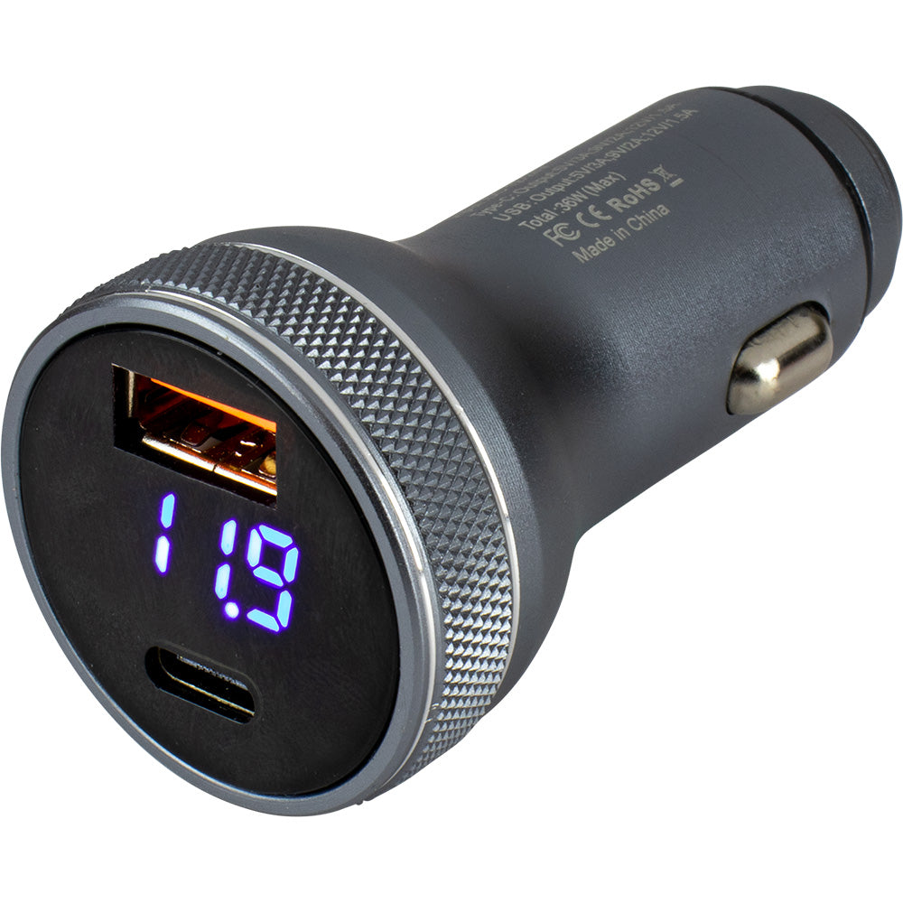SeaDog Round USB USBC Power Plug wVoltmeter