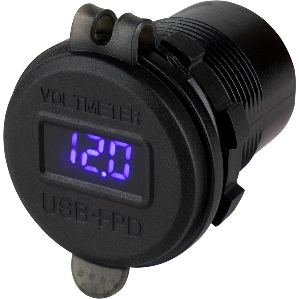 SeaDog Round USB USBC Power Socket wHidden Voltmeter