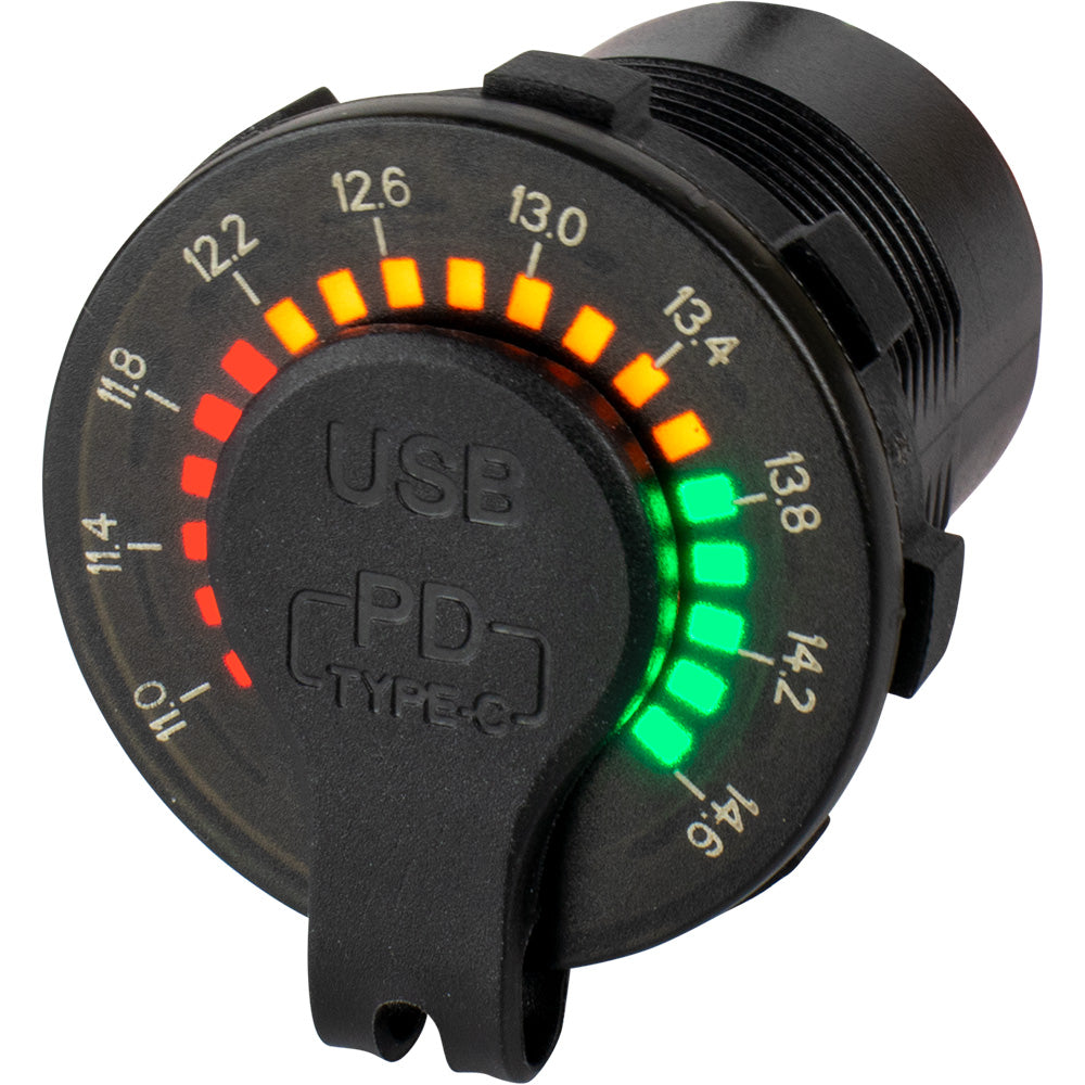 SeaDog Round Rainbow Voltmeter wUSB USBC Power Socket