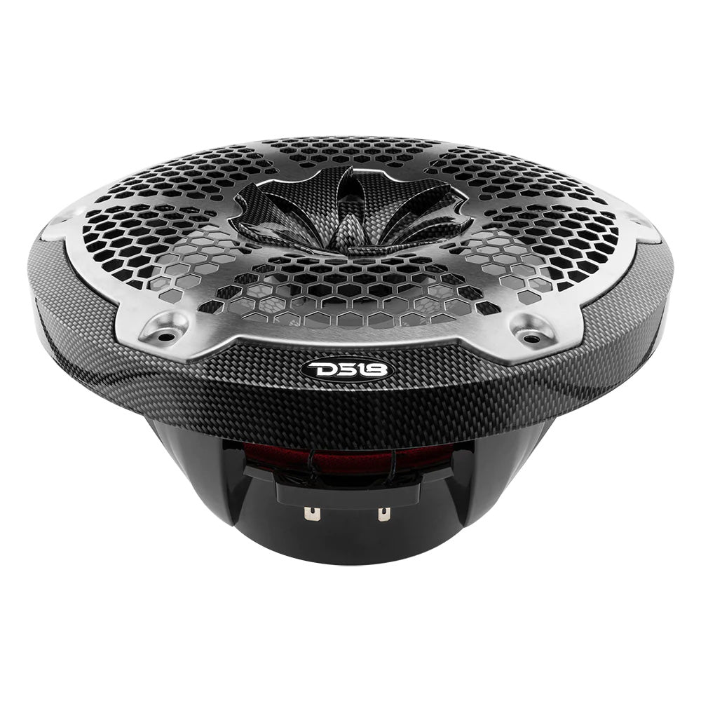 DS18 HYDRO 10 2Way Speakers wBullet Tweeter Integrated RGB LED Lights Carbon Fiber