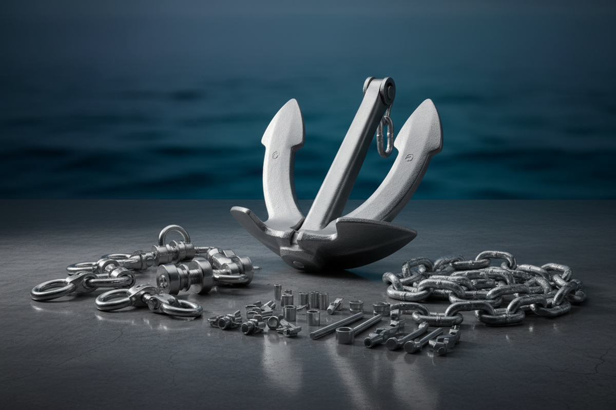Boat anchor and chain 