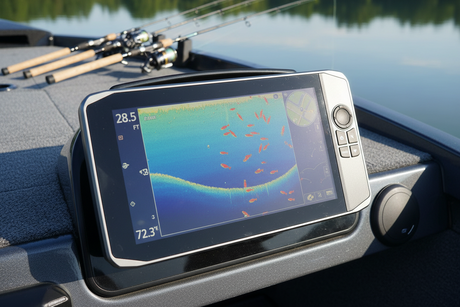 Fish finder on a bass boat.