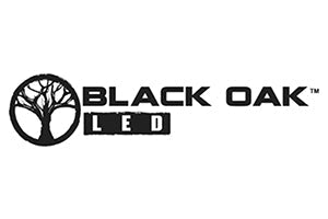 Black Oak LED logo in black letters with a white background.