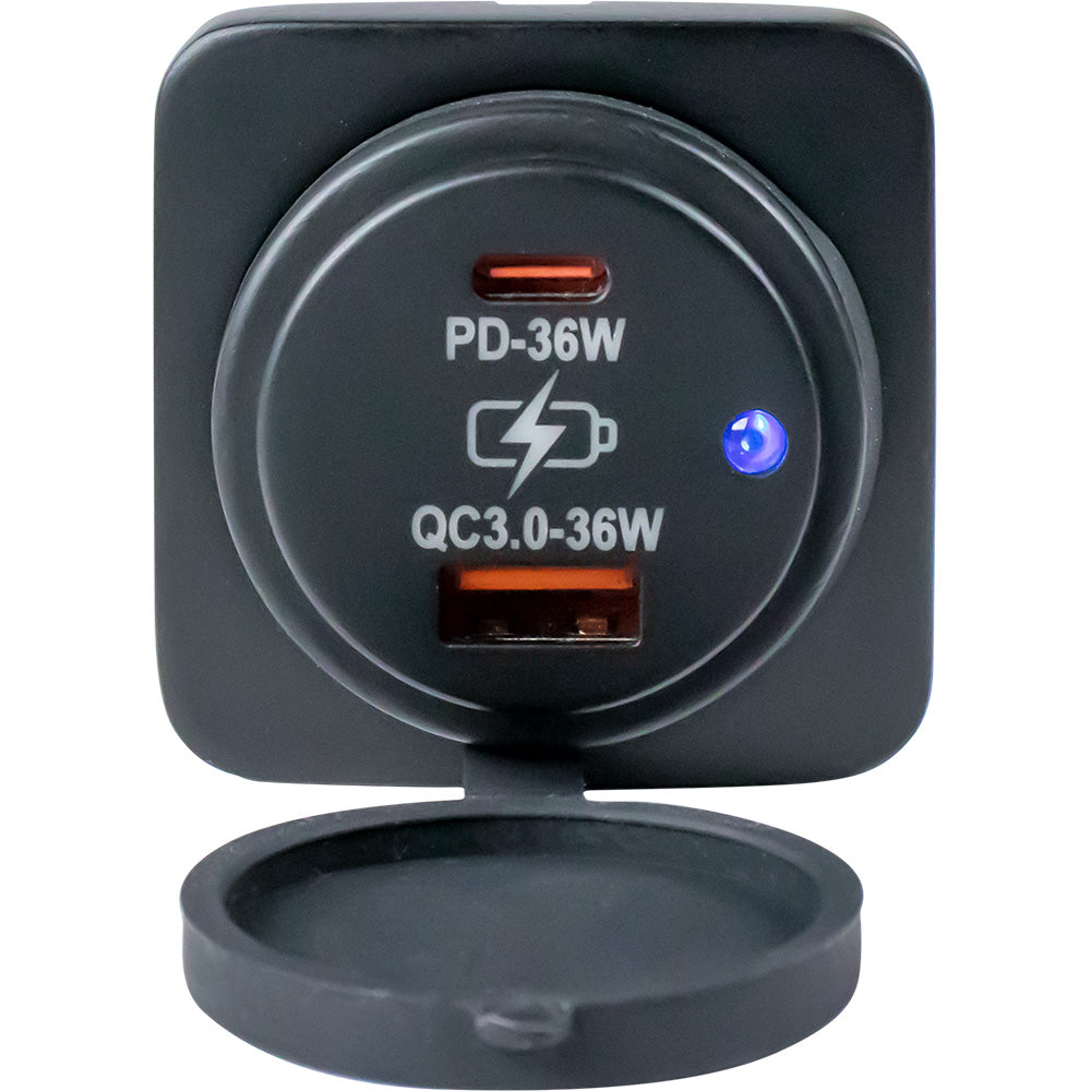 SeaDog USB A  USB C Square Surface Mount Power Socket