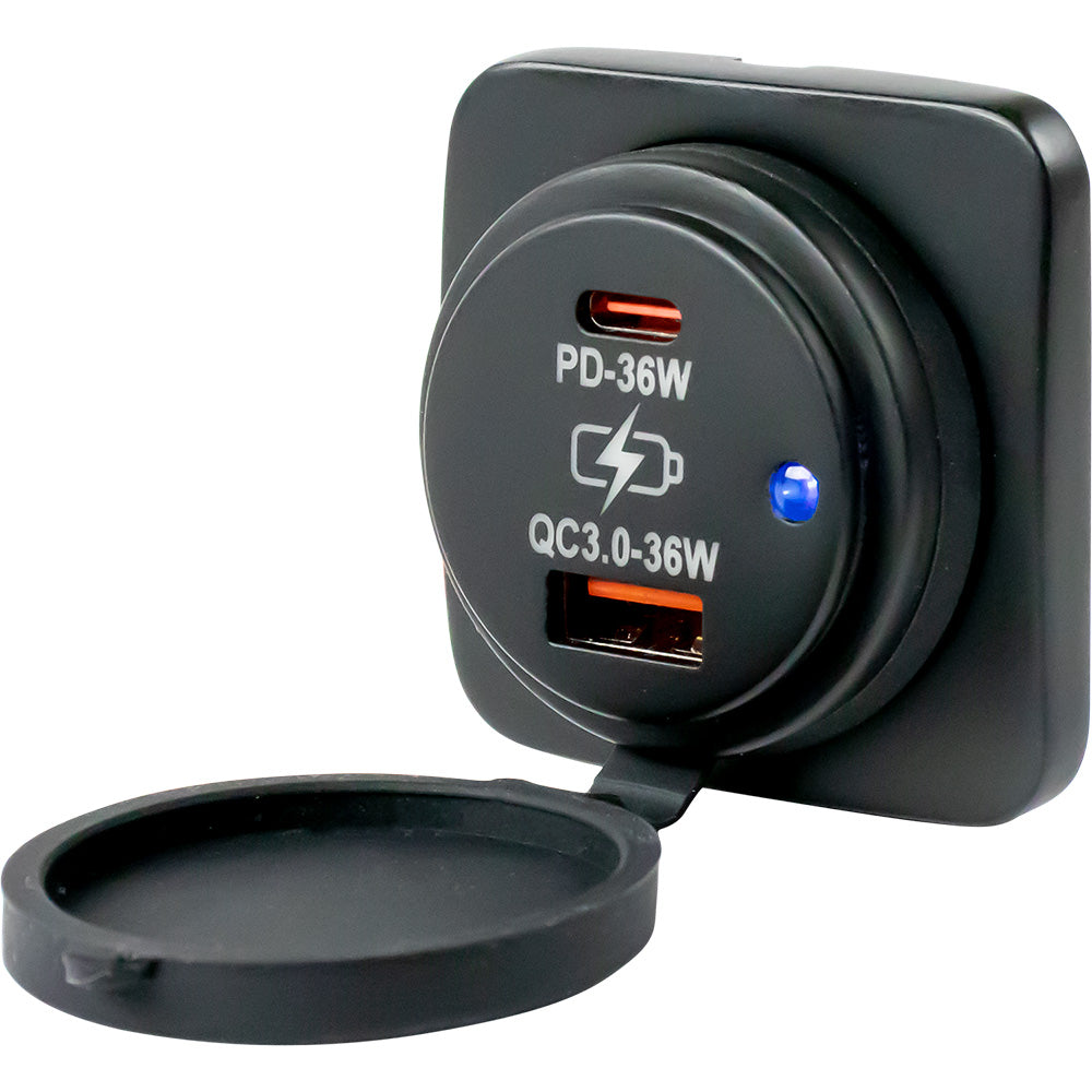 SeaDog USB A  USB C Square Surface Mount Power Socket