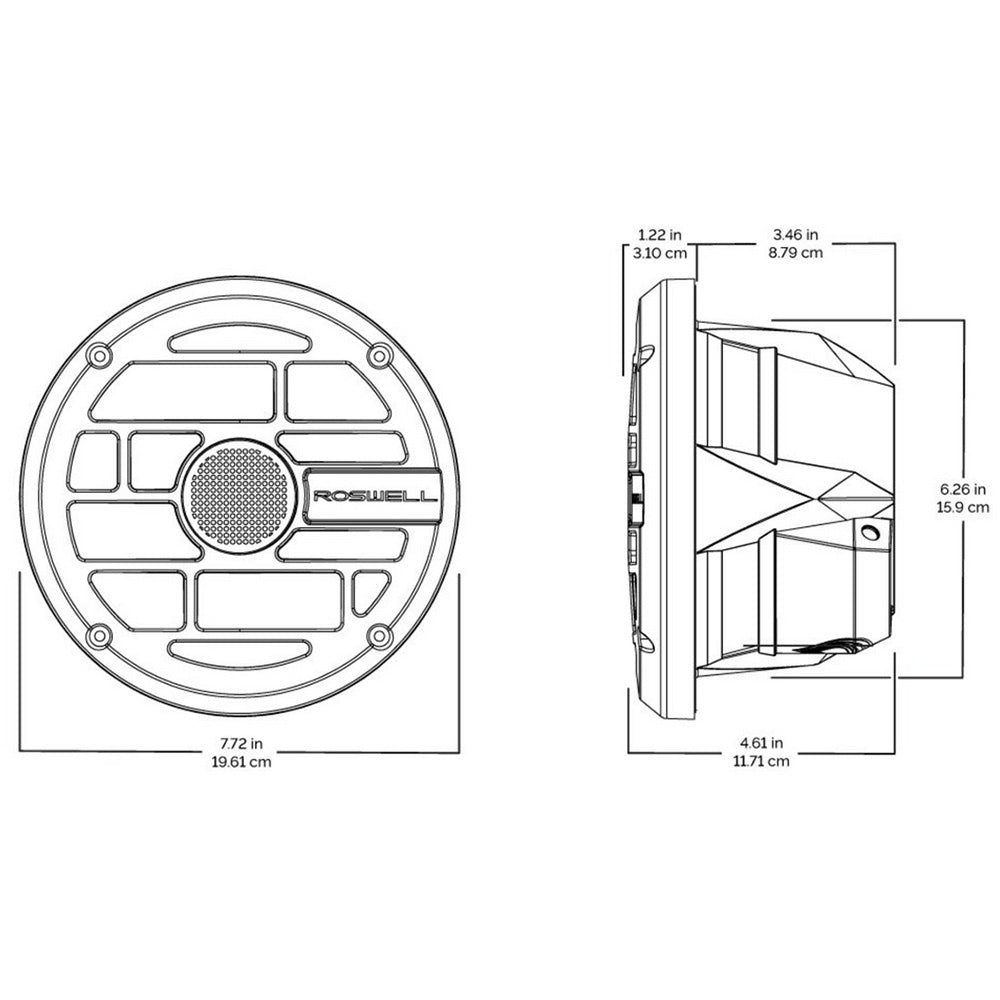 Roswell R Series 65 Marine Speakers  Anthracite Grille  60W RMS  120W Peak Power