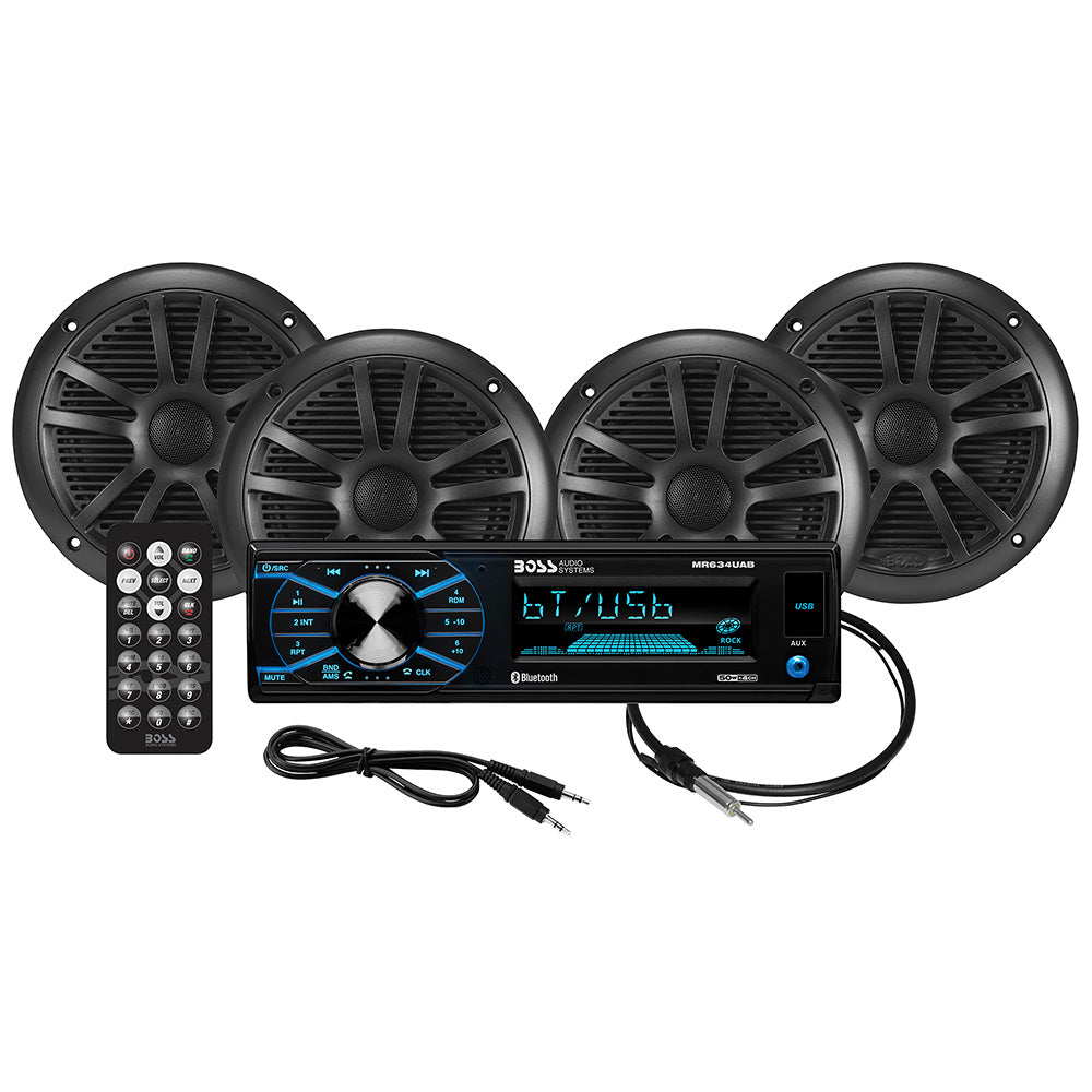 Boss Audio MCBK634B64 Kit wMR634UAB 4 MR6B Speakers  MRANT10 Antenna