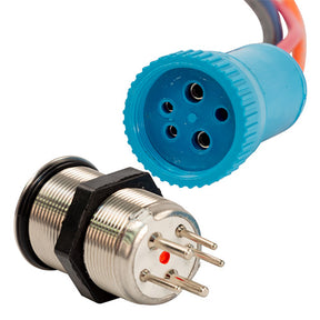 Bluewater 22mm Push Button Switch  OffOn Contact  BlueRed LED  1 Lead