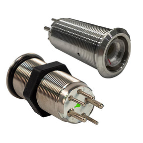 Bluewater 19mm Inrush Push Button Switch Momentary OffOnOn  BlueRedGreen LED  Switch Body Only