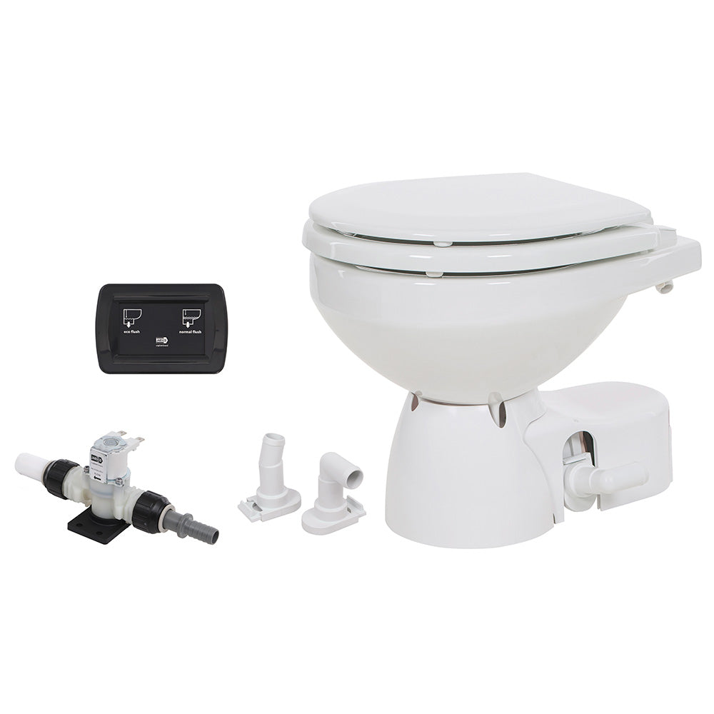 Jabsco Quiet Flush E2 Fresh Water Toilet Compact Bowl  24V  Soft Close Lid