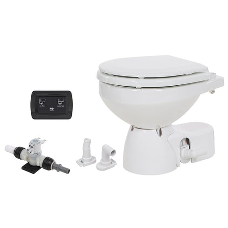Jabsco Quiet Flush E2 Fresh Water Toilet Compact Bowl  24V  Soft Close Lid