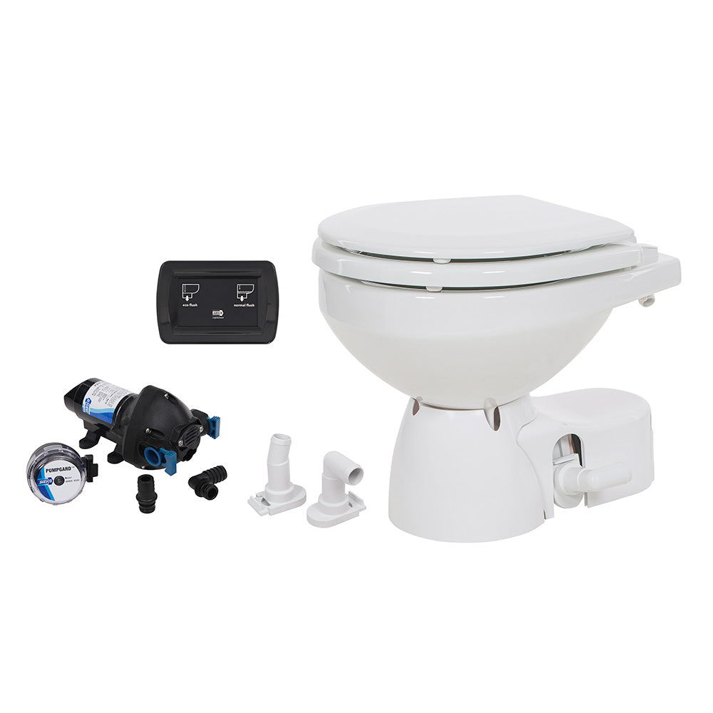 Jabsco Quiet Flush E2 Raw Water Toilet Compact Bowl  12V  Soft Close Lid