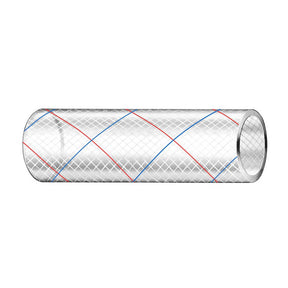 Trident Marine 12 x 50 Clear Reinforced PVC Hose Tubing Red  Blue Tracer