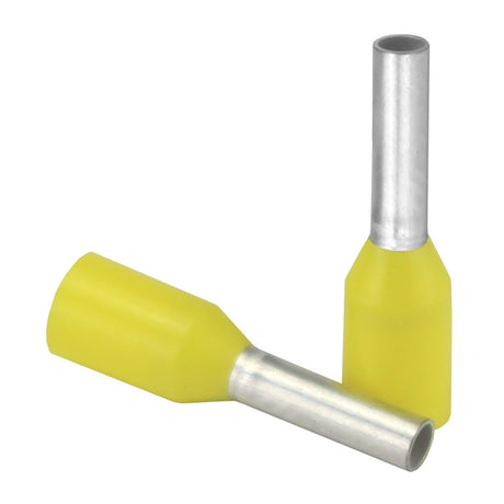 Pacer Yellow 18 AWG Wire Ferrule  6mm Length  25 Pack