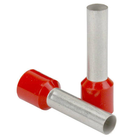 Pacer Red 16 AWG Wire Ferrule  8mm Length  25 Pack