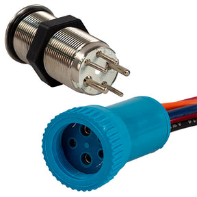 Bluewater 19mm InRush Push Button Switch  NavAnchor OffOnOn  BlueGreenRed LED  4 Lead