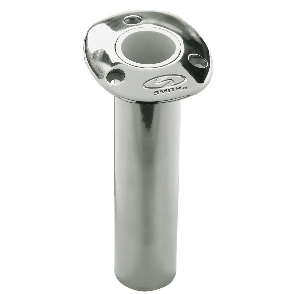 CE Smith Flush Mount Rod Holder  0 Degree  9 Depth  Stainless Steel  Cast Bottom  White Vinyl Liner