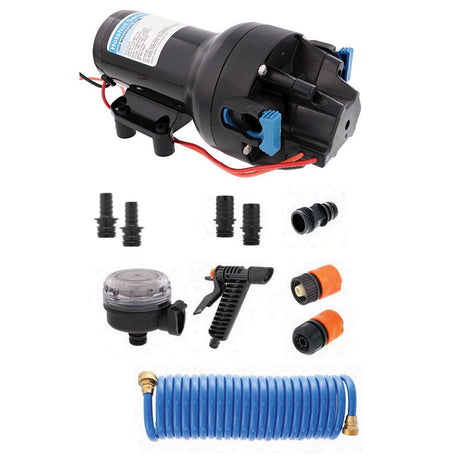 Jabsco HotShot HD5 Heavy Duty Washdown Pump Kit w25 HoseCoil  12V  5GPM  70PSI
