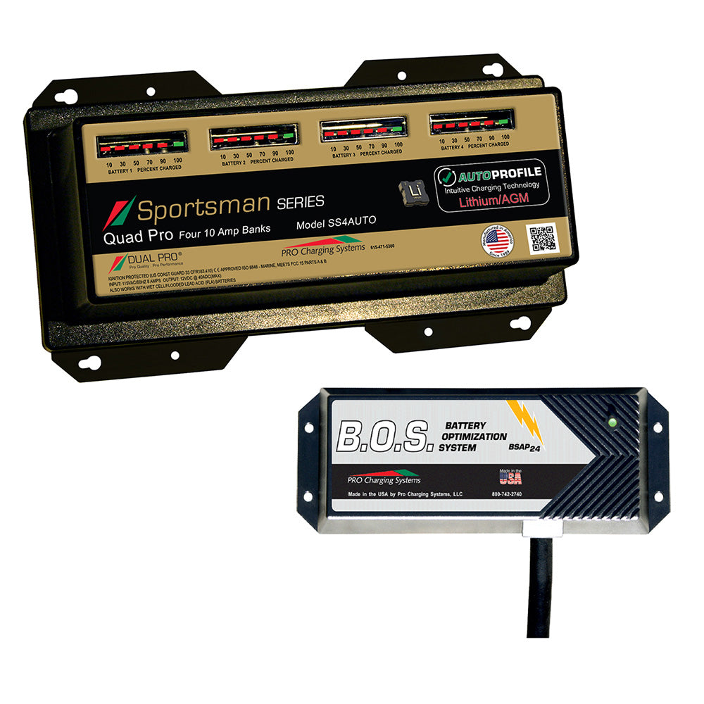 Dual Pro SS4 Auto 4 Bank Battery Charger w2 Bank BOS
