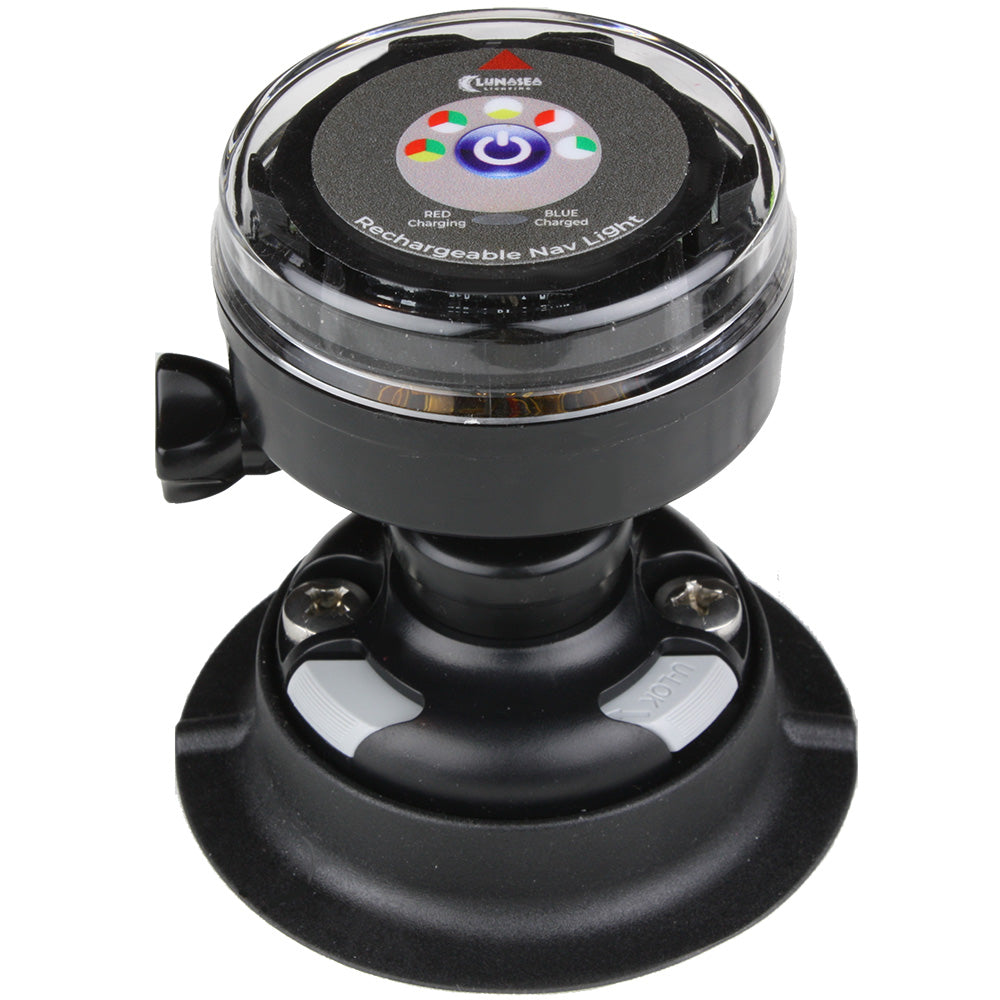 Lunasea Rechargeable TriColor Portable Navigation Light wRailBlaza Quikport Mount  Black