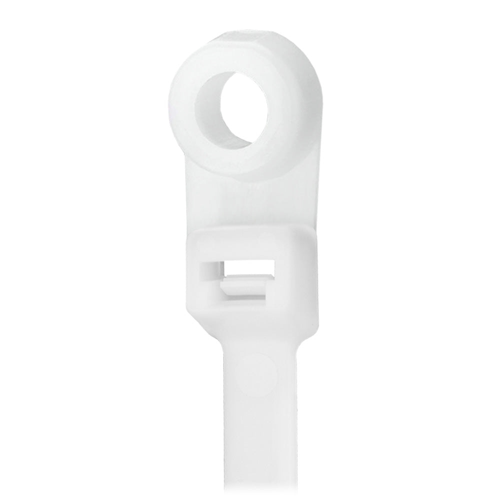 Pacer 8 Cable Tie wMounting Ring  Natural Color  50lb Tensile Strength  2 Bundle Diameter  100 Piece Bag