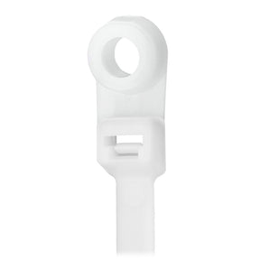 Pacer 8 Cable Tie wMounting Ring  Natural Color  50lb Tensile Strength  2 Bundle Diameter  100 Piece Bag
