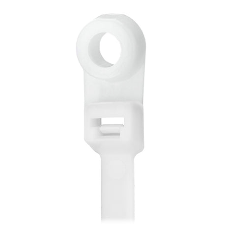 Pacer 8 Cable Tie wMounting Ring  Natural Color  50lb Tensile Strength  2 Bundle Diameter  100 Piece Bag