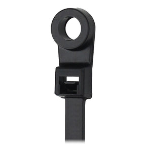 Pacer 8 Cable Tie wMounting Ring  Black  50lb Tensile Strength  2 Bundle Diameter  100 Piece Bag