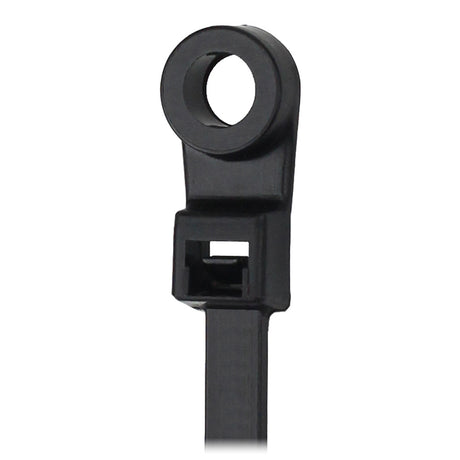Pacer 8 Cable Tie wMounting Ring  Black  50lb Tensile Strength  2 Bundle Diameter  100 Piece Bag