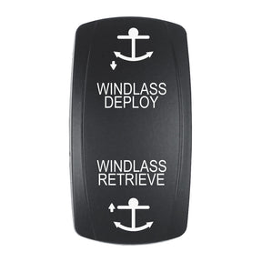 Pacer Actuator  WINDLASS DPLYRTRV fV Series Contura Switches  Black  Laser Etched TopBottom Light
