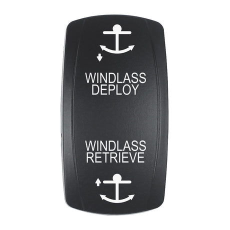 Pacer Actuator  WINDLASS DPLYRTRV fV Series Contura Switches  Black  Laser Etched TopBottom Light