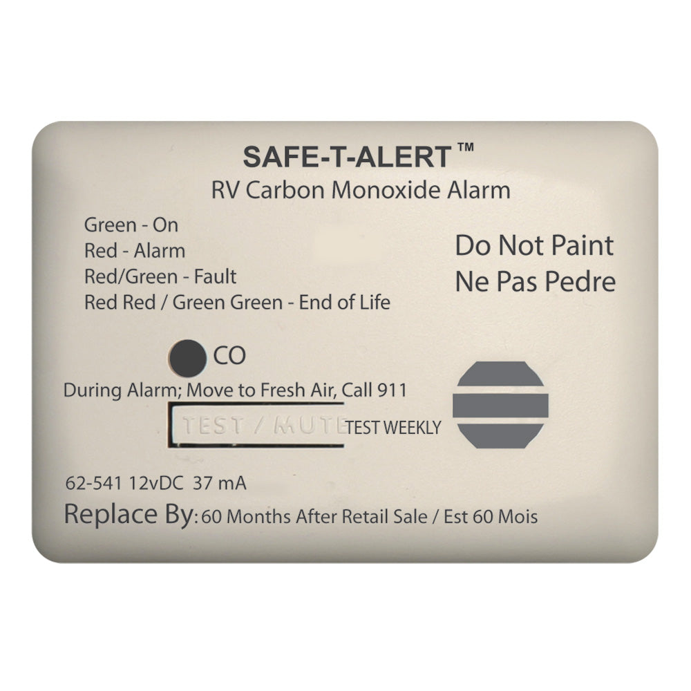 SafeTAlert 62 Series Carbon Monoxide Alarm  12V  RV Surface Mount  White