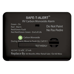 SafeTAlert 62 Series Carbon Monoxide Alarm  12V  RV Surface Mount  Black