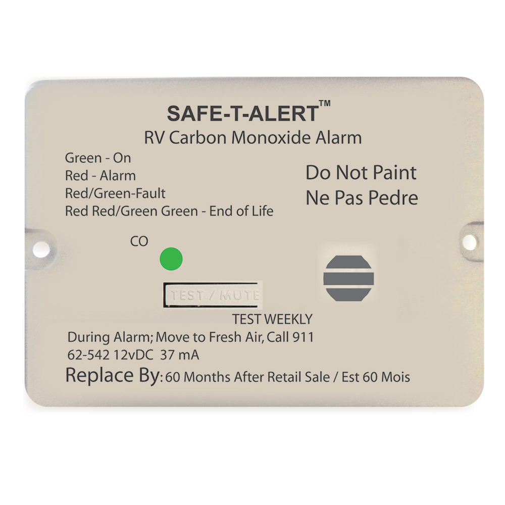SafeTAlert 62 Series Carbon Monoxide Alarm  12V  RV Flush Mount  White