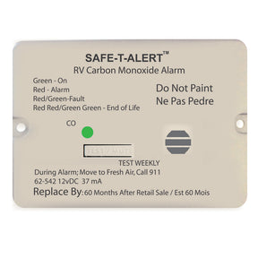 SafeTAlert 62 Series Carbon Monoxide Alarm  12V  RV Flush Mount  White