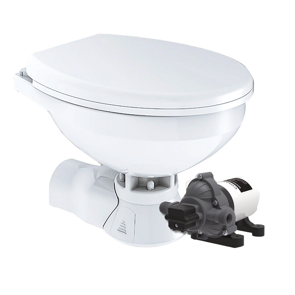 Commodore Quiet Flush Electric Toilet  Rear Macerator  Raw Water Pump  Regular Size